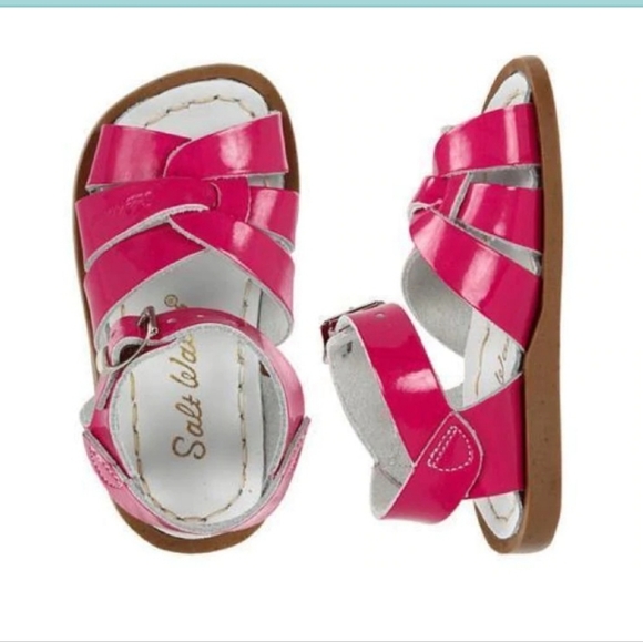 NIB Sun-San Salt Water Shiny Fuchsia Salt Water Toddler Sandals - Picture 8 of 8